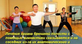 The use of therapeutic physical culture for diseases of the digestive organs Organs of the thoracic and abdominal cavities